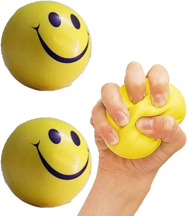 Hand Exercise Stress Relief Smiley Emoji Physio Ball Yellow Smile Face, Kids Birthday Gift