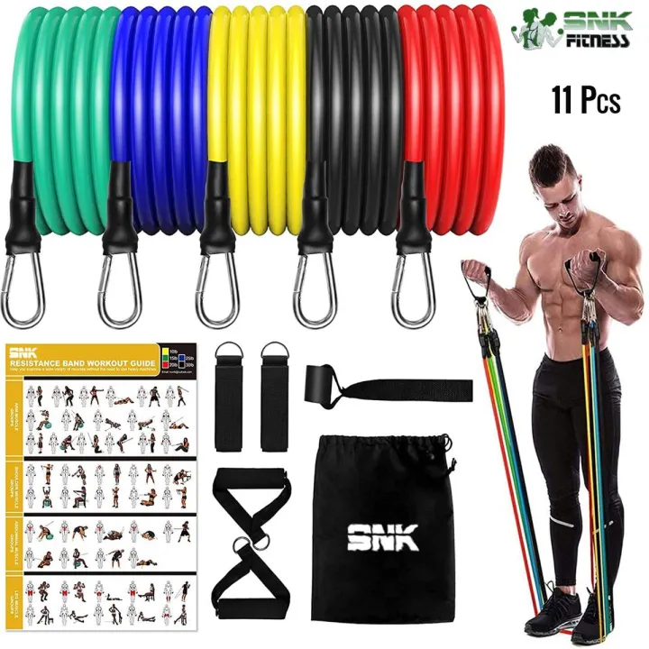 SNK Fitness 11pcs Resistance Bands Set with Door Anchor