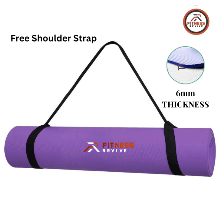 Yoga Mat 6mm Anti-Slip High-Density EVA Exercise Mat 72x24 Inches Non-Toxic for Yoga Pilates Stretching Home Workout with Carry Strap