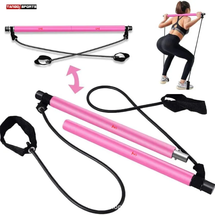 Tango Sports Portable Pilates Bar Kit with Resistance Band for Exercise Home Gym Pilates Reformer Body Shaping Pilates Stick for Workout, Yoga, Fitness, Stretch