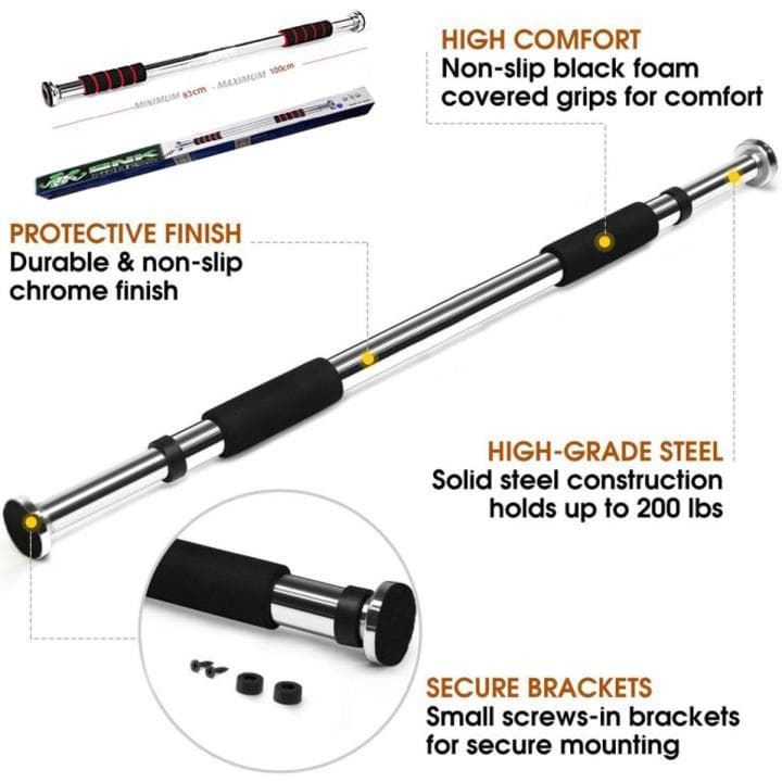 Iron Door Way Gym Bar - Silver - pull up bar