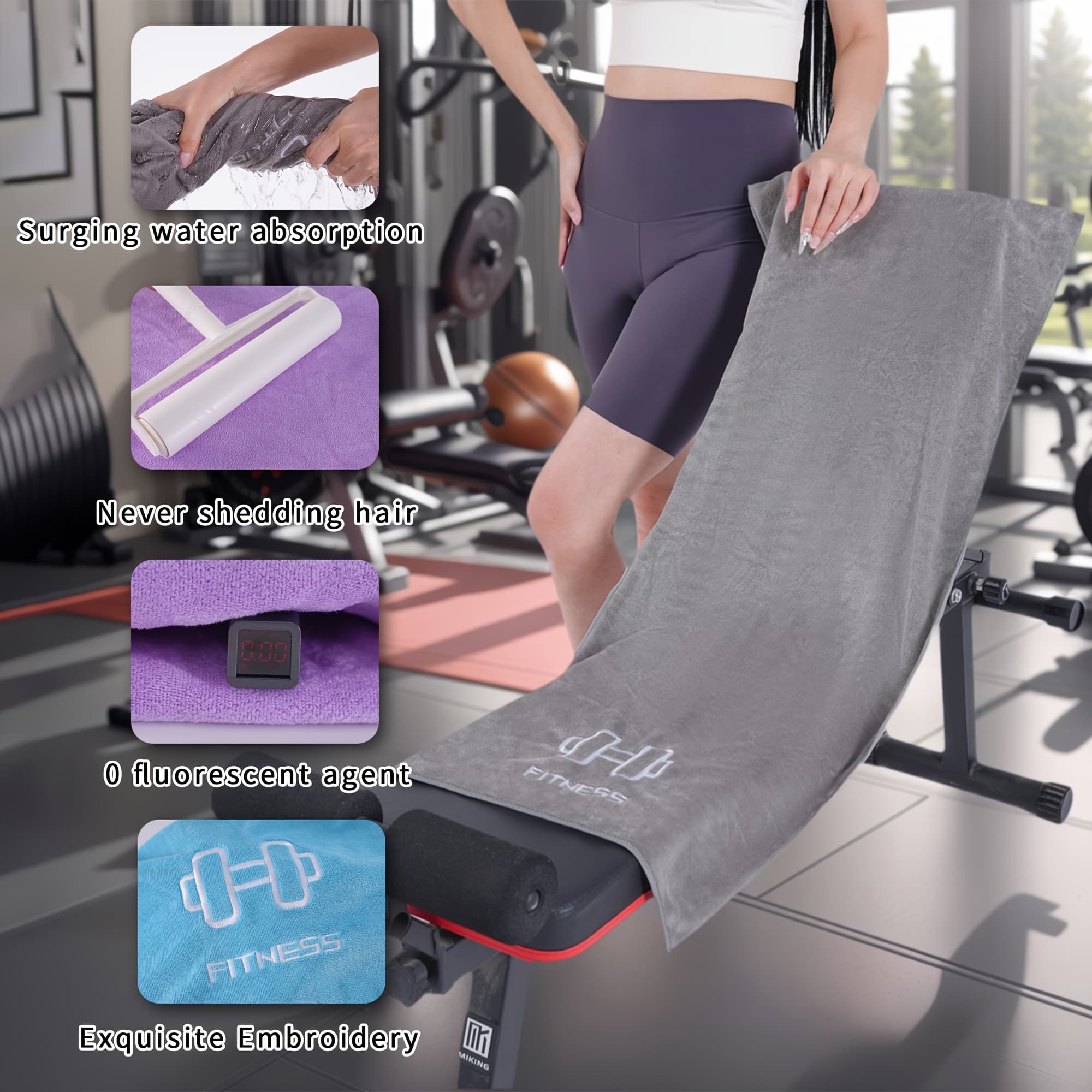 Extra Large Quick-Dry Microfiber Gym Towel with Pocket