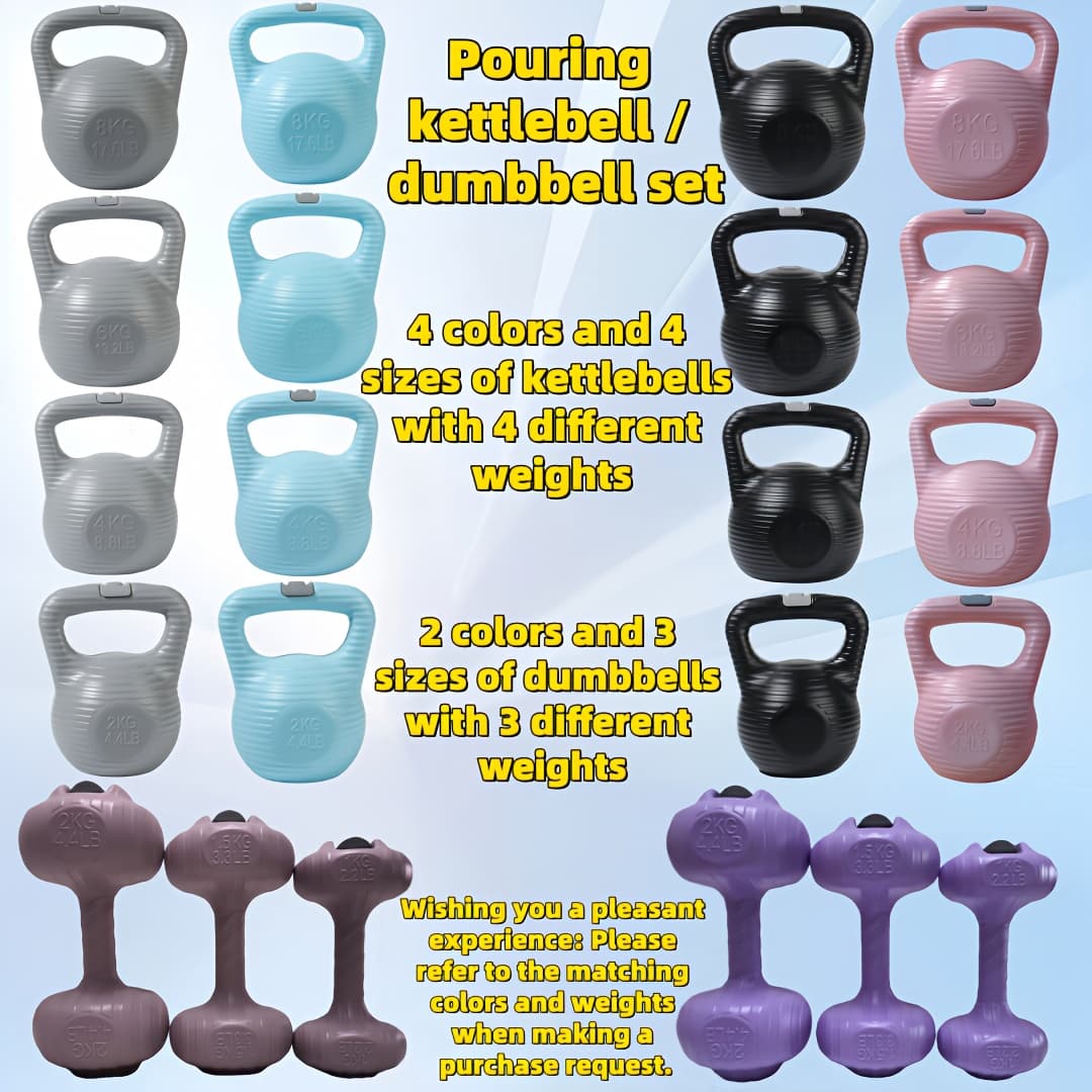 Versatile Fitness Set: Water-Fillable Dumbbells & Kettlebells - PE Material, Multi-Weight Options for Home Gym & Yoga Workouts - Perfect Gift for All Occasions