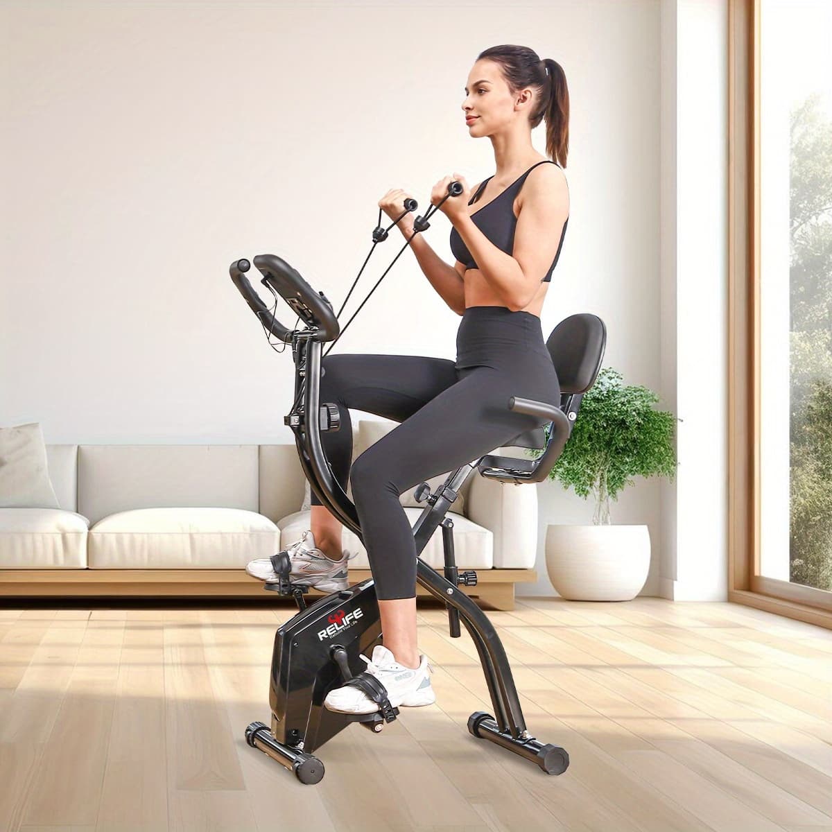 RELIFE 3-In-1 Folding Exercise Bike Home Workout