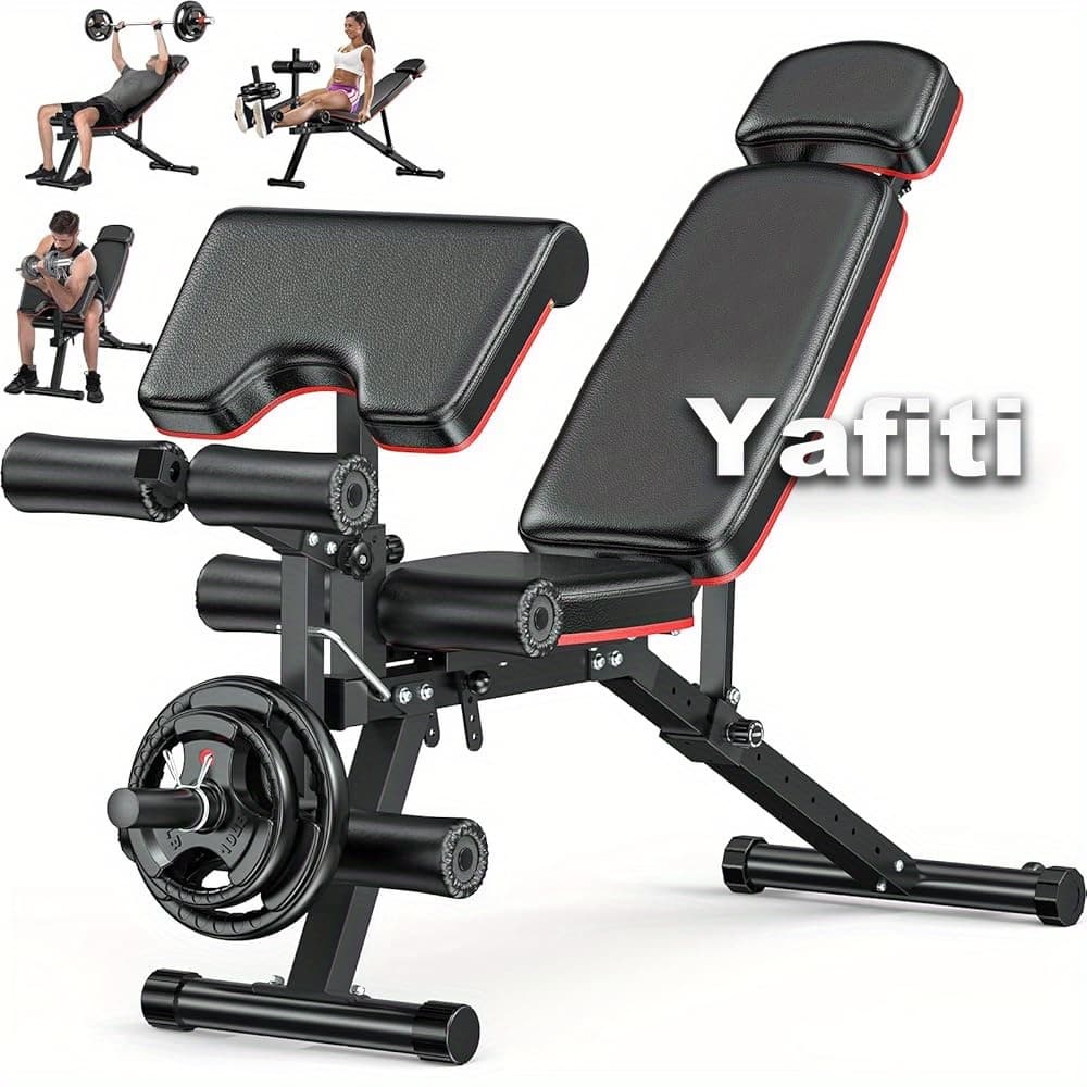 5-in-1 Adjustable Weight Bench with Preacher Curl Pad, Foldable Home Gym