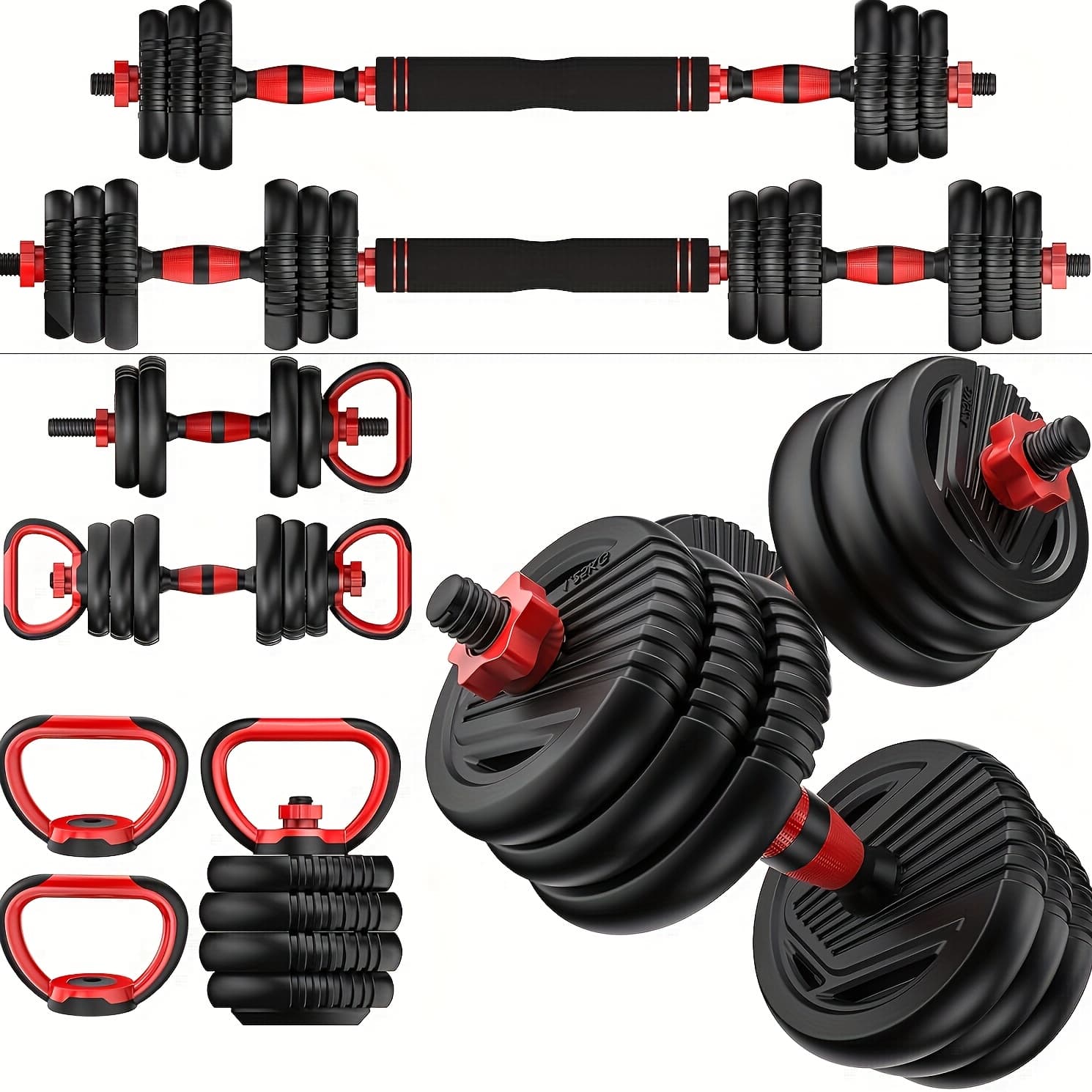Convertible Dumbbell to Barbell Set 20-80lbs Adjustable, Full-Body Workout