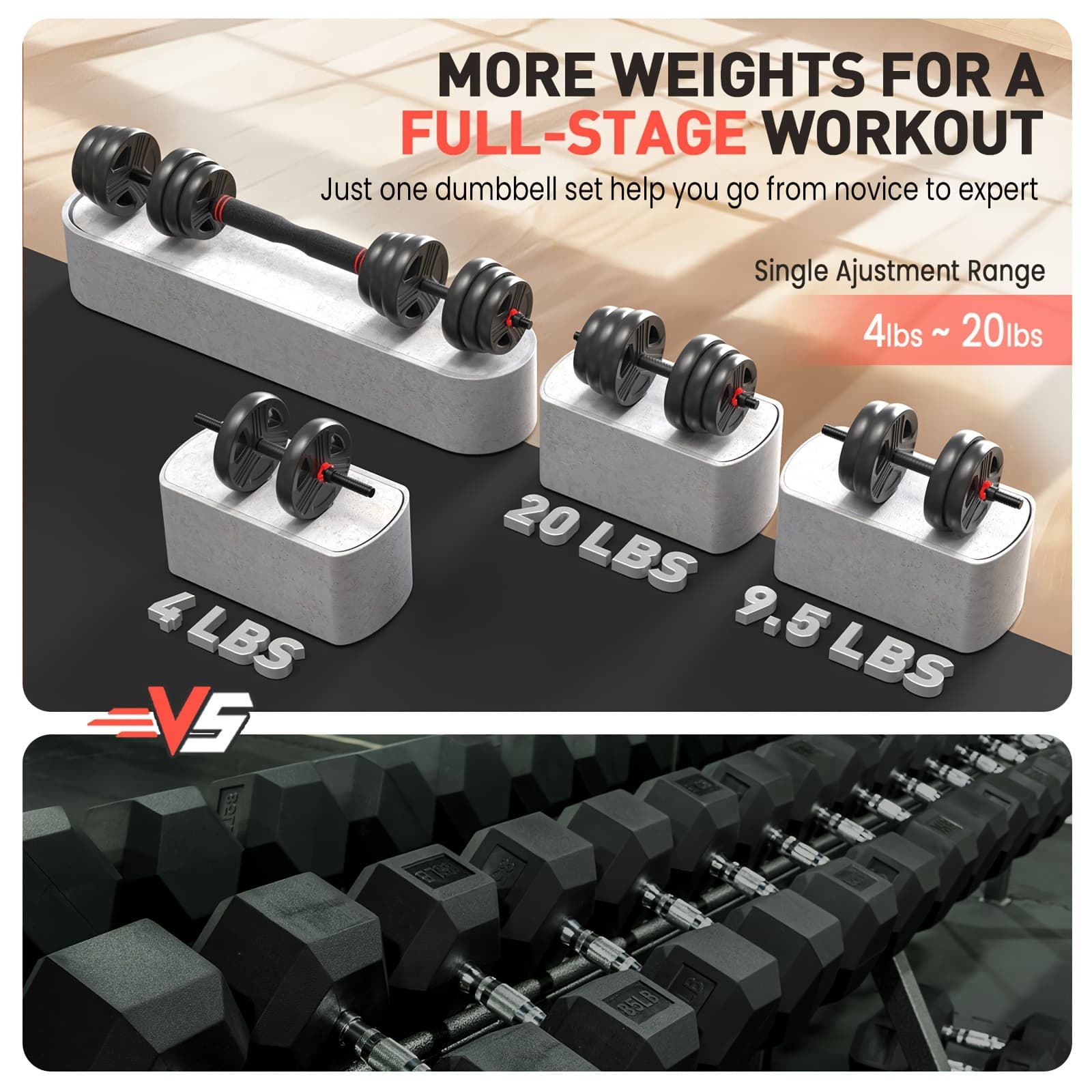 Adjustable Dumbbells Convertible Barbell Kettlebells Set