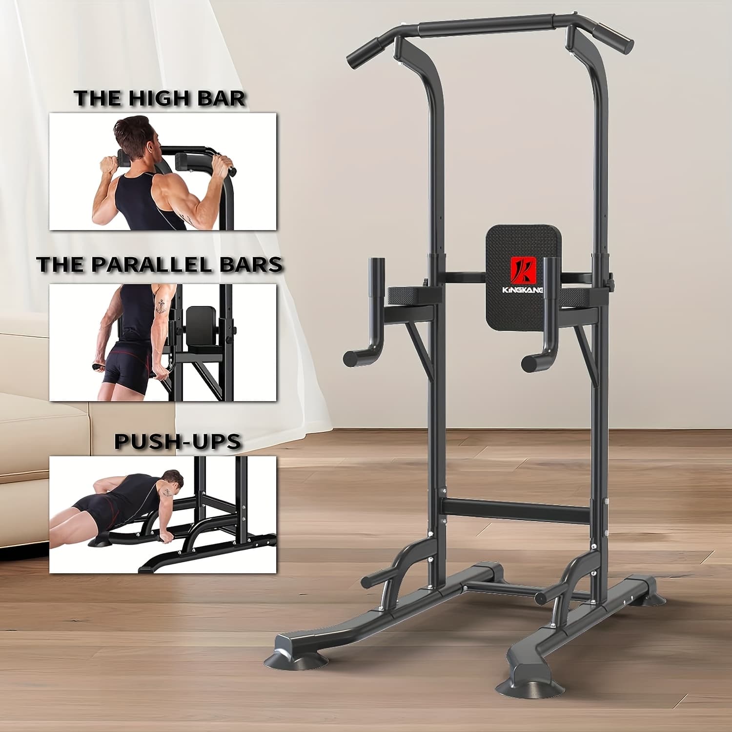 Adjustable Power Tower Dip Station, Multi-Function Pull Up Bar for Home Gym