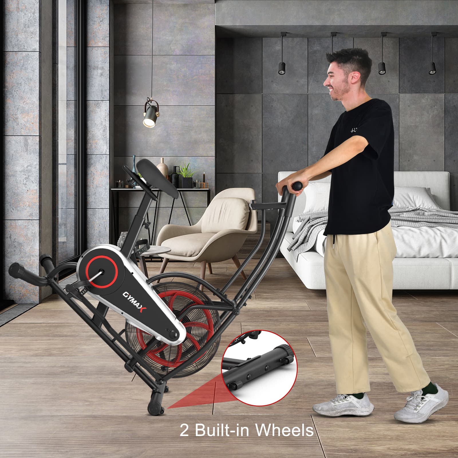 GYMAX Airdyne Air Bike Unlimited Resistance