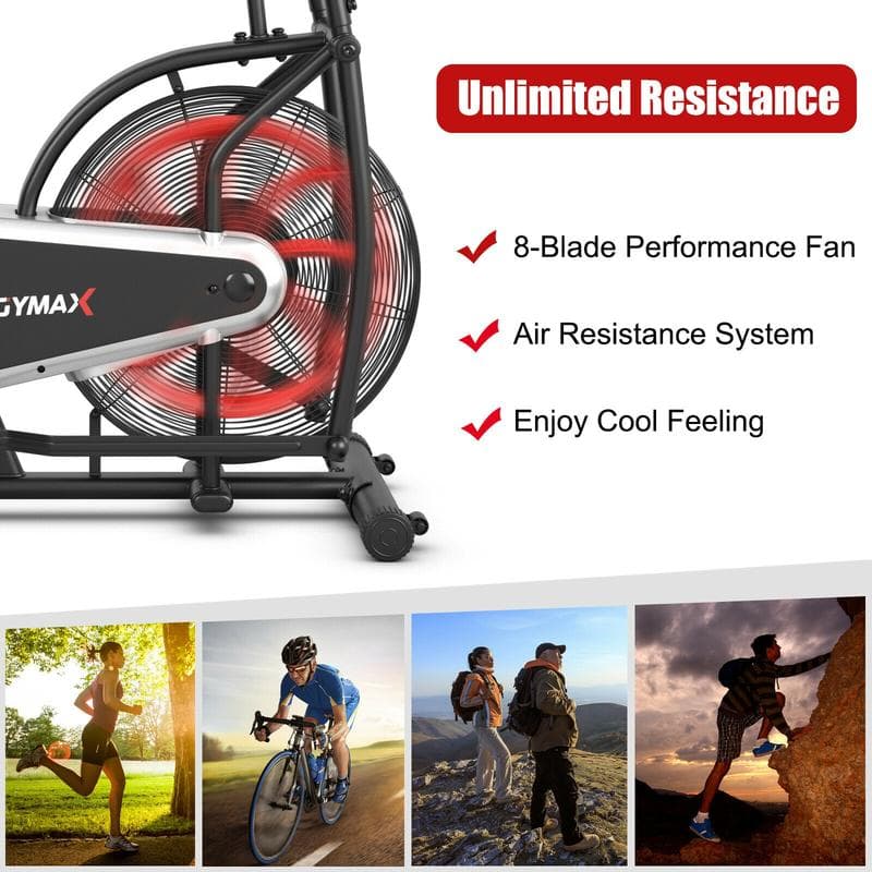 Upright Air Bike Unlimited Resistance Black