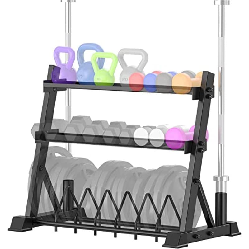Heavy-Duty 3-Tier Weight Plate Rack Iron Frame