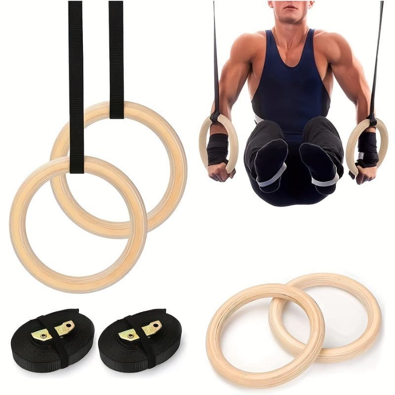 28Mm Wooden Gym Rings for Full-Body Workouts