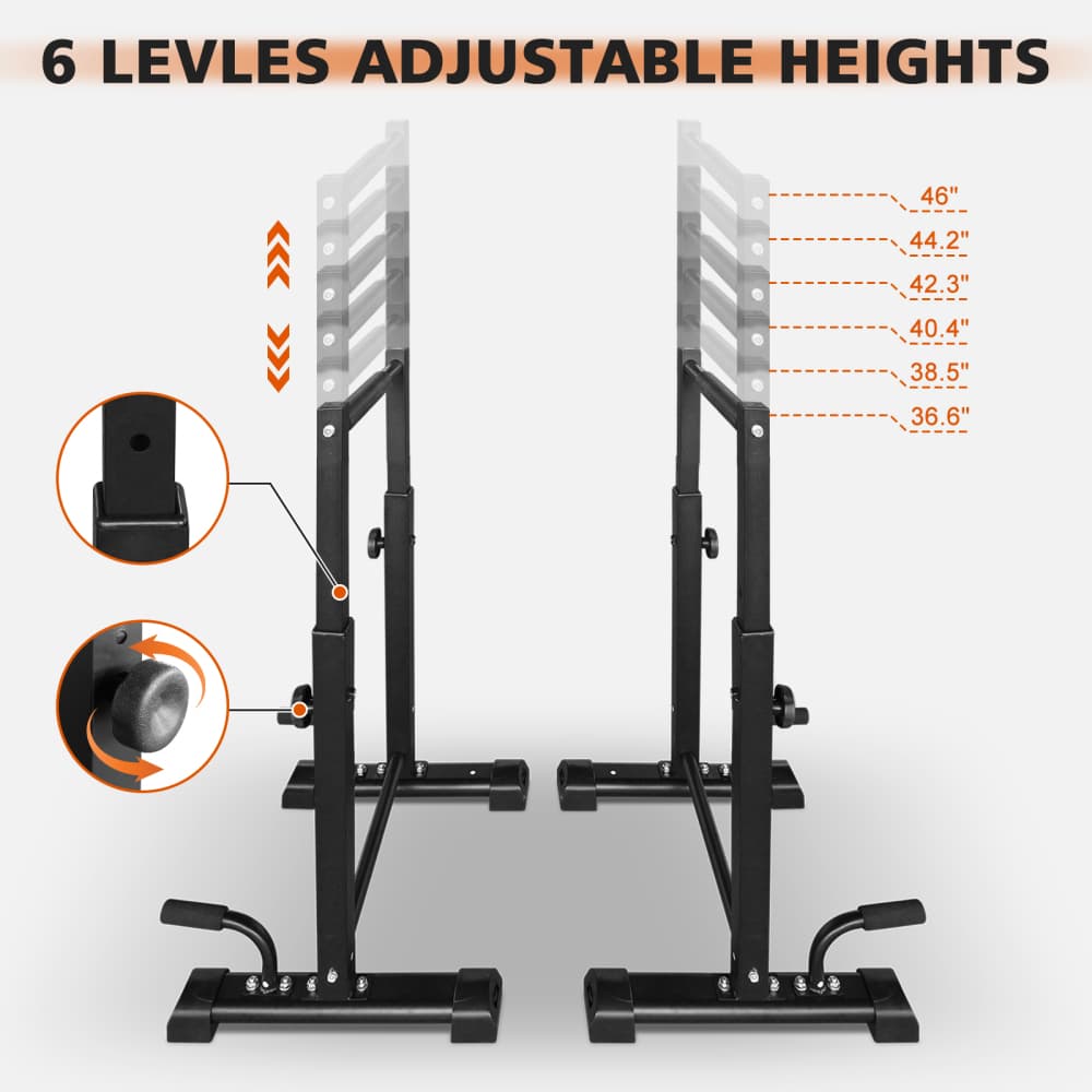 Dip Bar Station Set 6 Level Adjustable 1200lbs