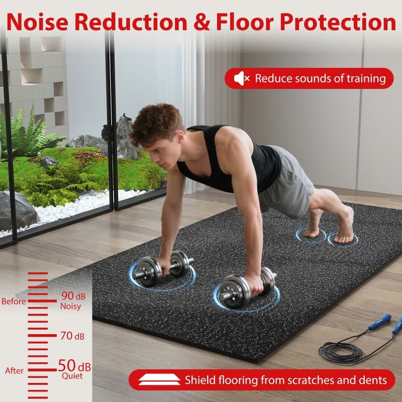 12pcs Rubber Top Exercise Mats 48 Sq Ft