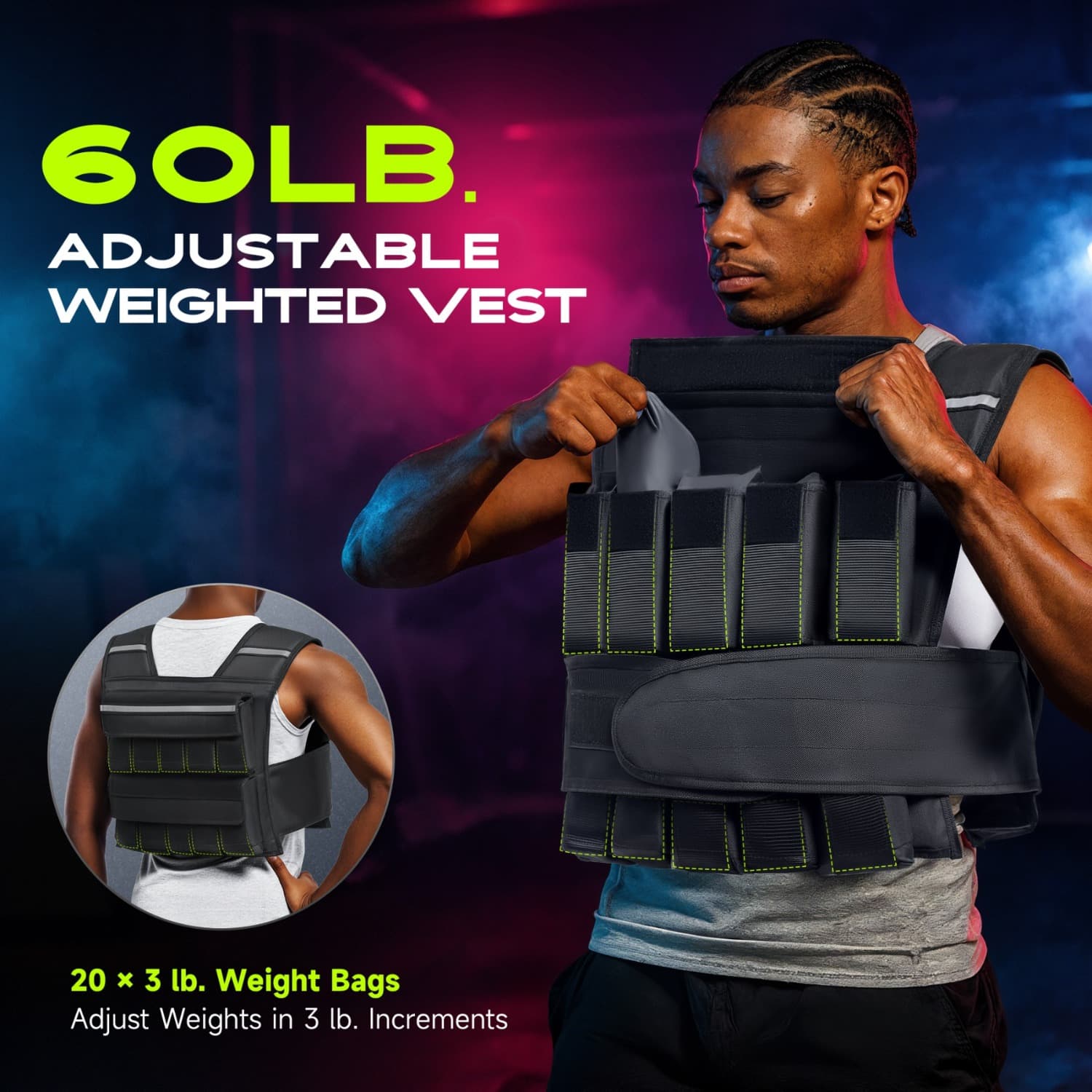CO-Z 60lb Weight Vest With 20 Removable Weights