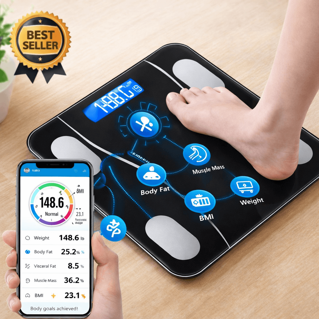 Smart Digital Body Weight Scale 180kg – Bluetooth Body Fat & BMI