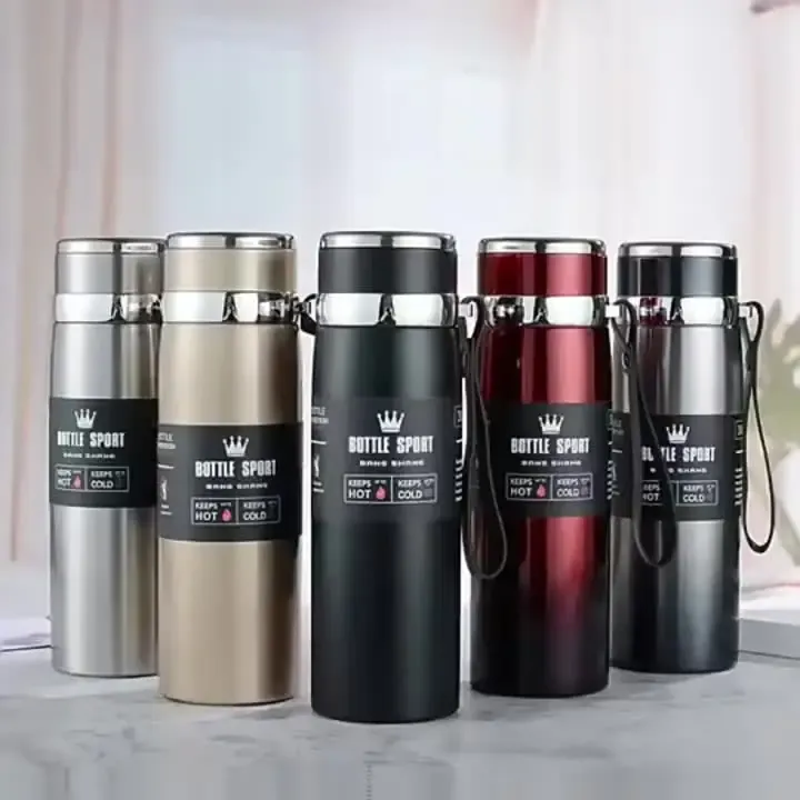 Premium Stainless Steel Water Bottle - 1000ml | 800ml Vacuum Insulated Sports Gym Flask - Leak-Proof Eco-Friendly Cold & Hot Water Bottle