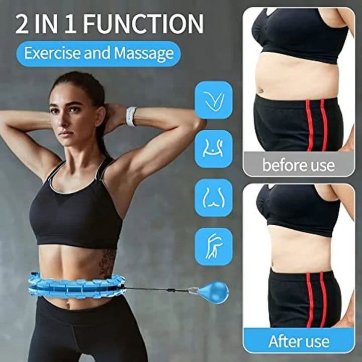 Smart Weighted Hoola Hoop for Adults – 24 Detachable Knots, 2-in-1 Abdomen Fitness Massage