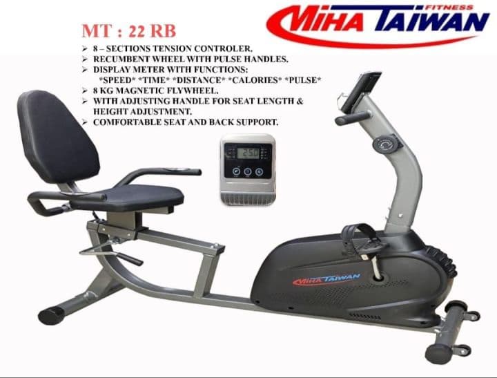 Magnetic Recumbent Adjustable Exercise Bike Grey MT 22 RB