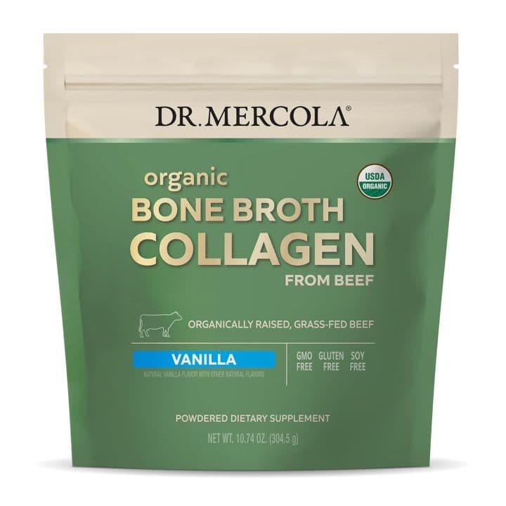Dr. Mercola Organic Bone Broth Collagen Powder - Vanilla, 30 Servings 304gm