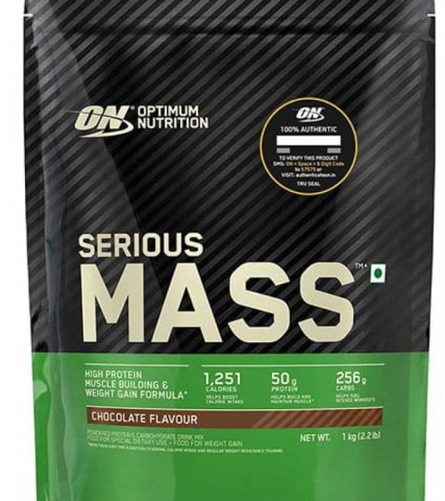 Optimum Nutrition Serious Mass Protein Powder with Creatine & Minerals, High Calorie Mass Gainer, Vanilla Flavour, 3 Servings, 1 kg