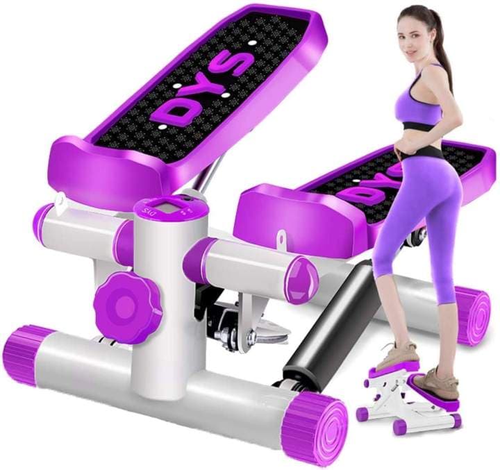 Air Climber Aerobic Fitness Step Stair Stepper with Accessory Cord LCD Monitor Magnetic Massage Pedal - Purple