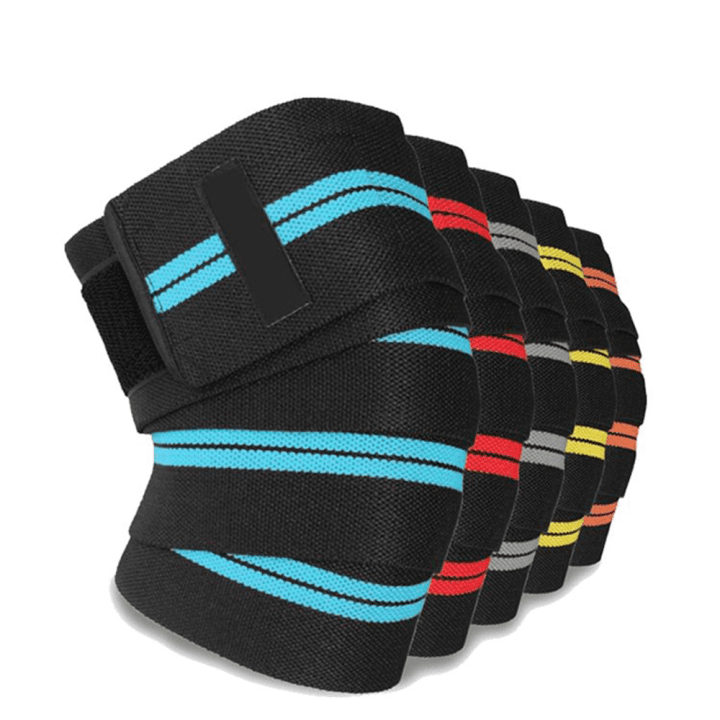 1 pair Powerlifting Knee Brace Wraps Fitness Weightlifting Knee Wraps Gym Workout (ProFitGear Compression Elastic Weightlifting Knee Wrap Bandages for Squats, 80 inch)