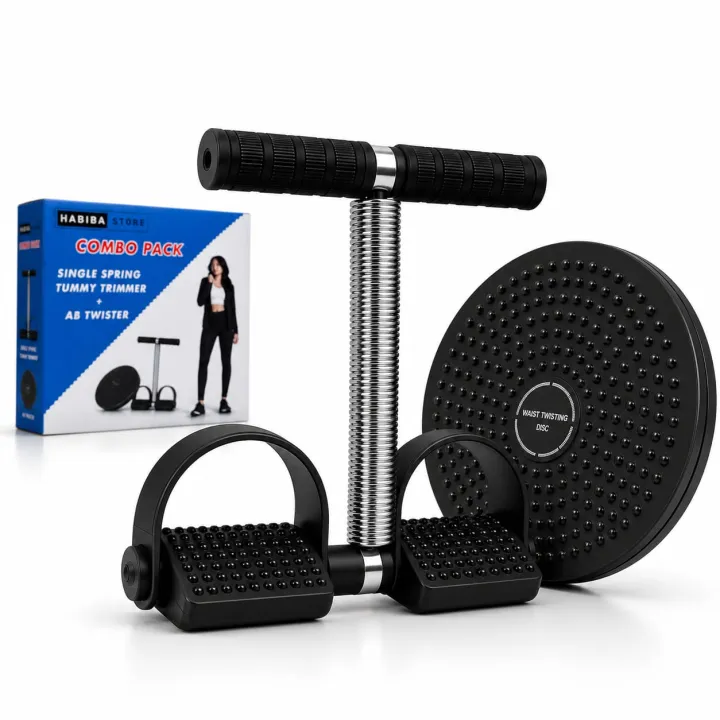 Tummy Trimmer Single Spring with Twister Plate Disc-Home Gym Fitness Exercise Machine | Ab Exerciser | Belly Fat Loss | Waist Twister | Full Body Workout Equipment for Men & Women