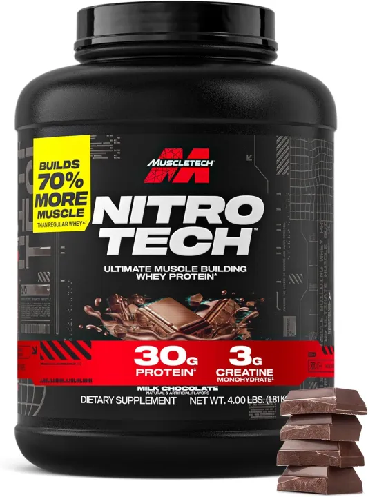 MuscleTech NitroTech Whey Protein 4lbs - Lean Muscle Builder with Creatine