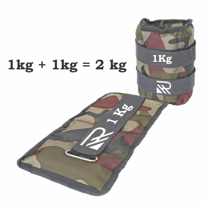 HR TRADER Fitness ANKLE WEIGHT ( Camouflage) 1 KG + 1 KG = 2 KG PAIR Green, Black Ankle Weight, Wrist Weight (2 kg)