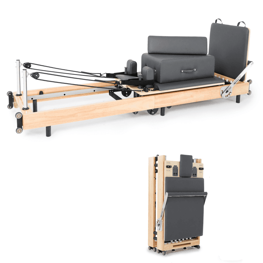 ABORON Pilates Reformer Machine Oak Wood Foldable