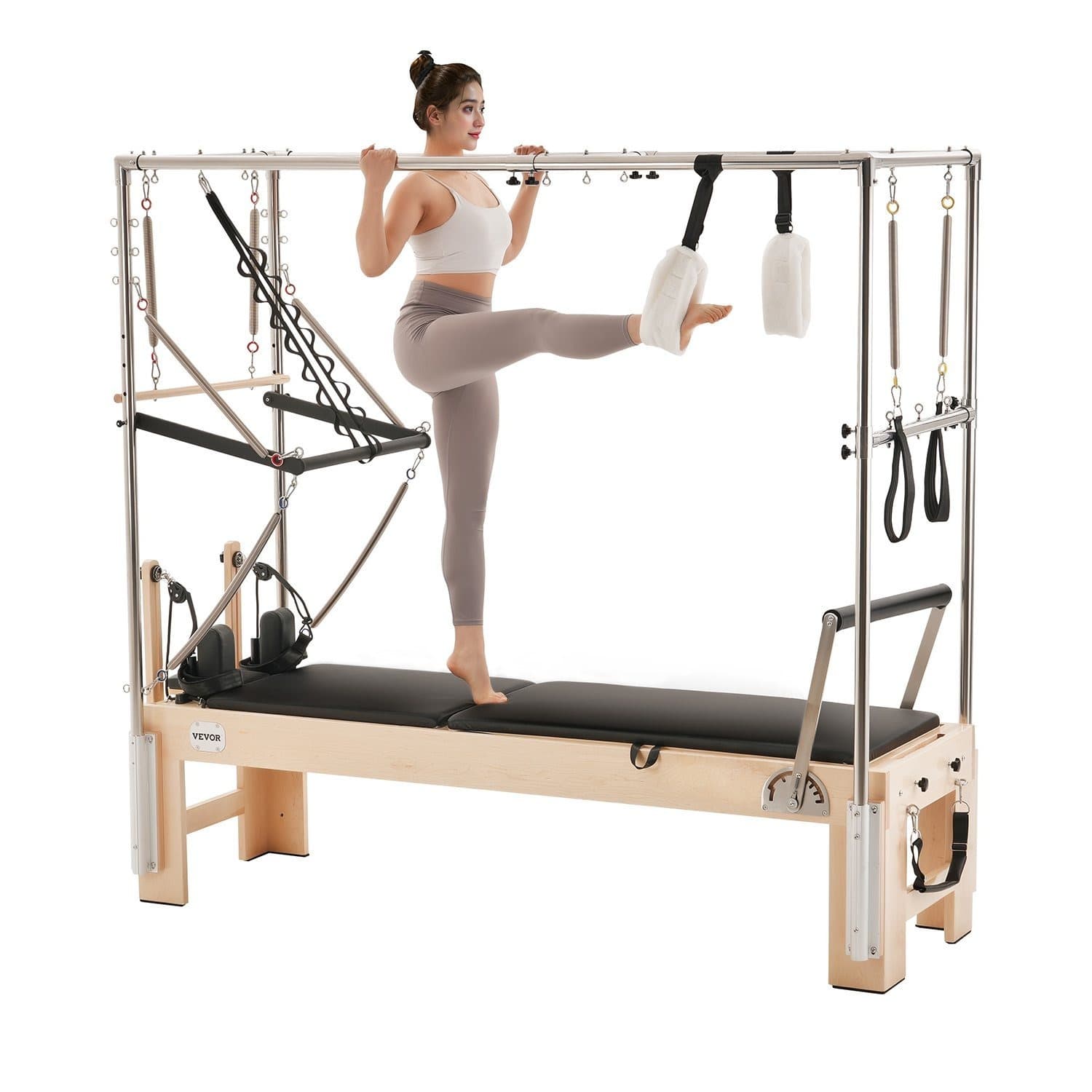 VEVOR Pilates Reformer Wood Home Gym