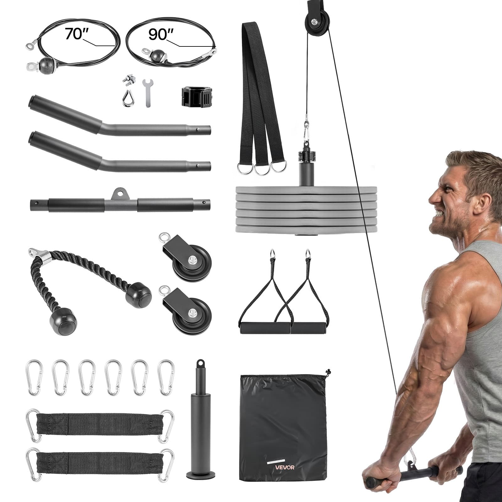VEVOR Pulley System 2 PCS LAT and Lift 330 lbs