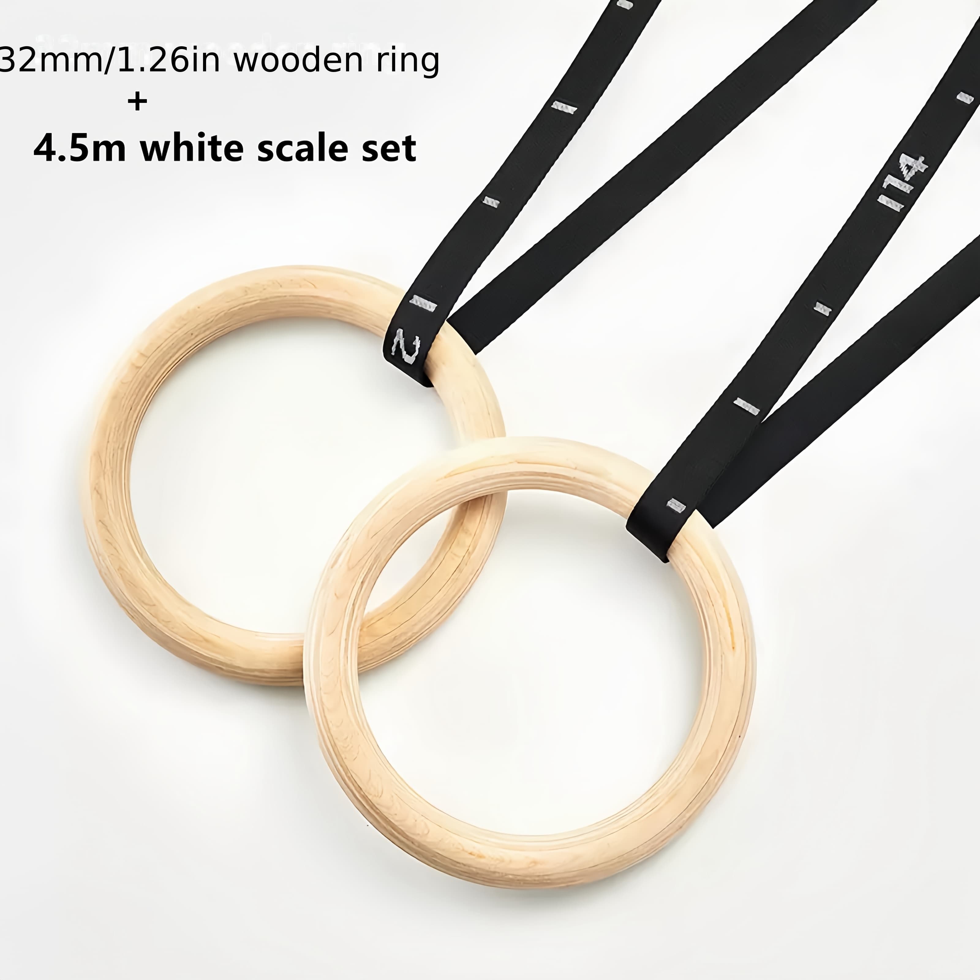 32Mm Wooden Gymnastic Rings with Numbered Straps