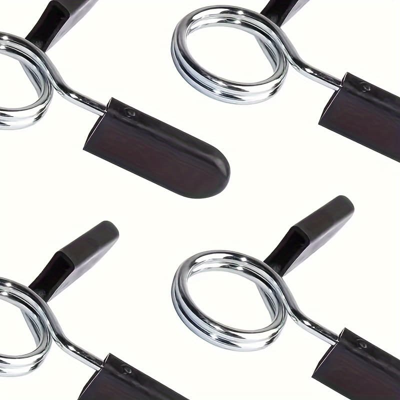 Stainless Steel Barbell & Dumbbell Spring Collars with Rubber Grips