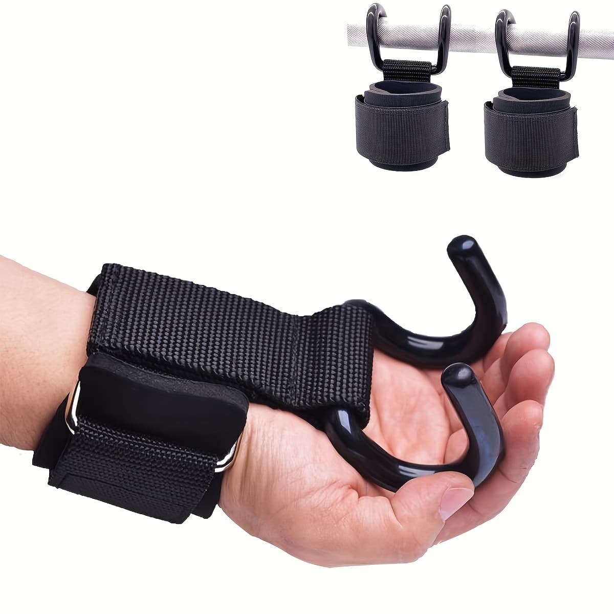 2pcs Adjustable Weightlifting Wrist Wraps with Hooks