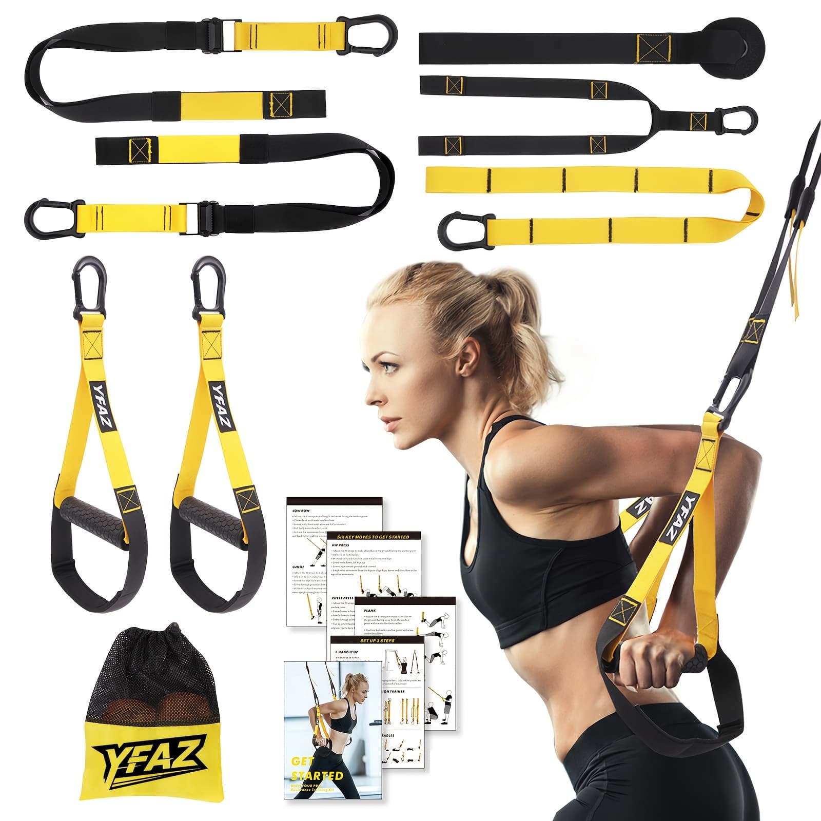 Home Resistance Training Kit with Handles and Mesh Bag
