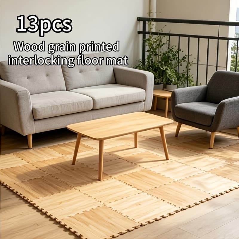 13pcs FitHive EVA Foam Puzzle Mats Wood-grain