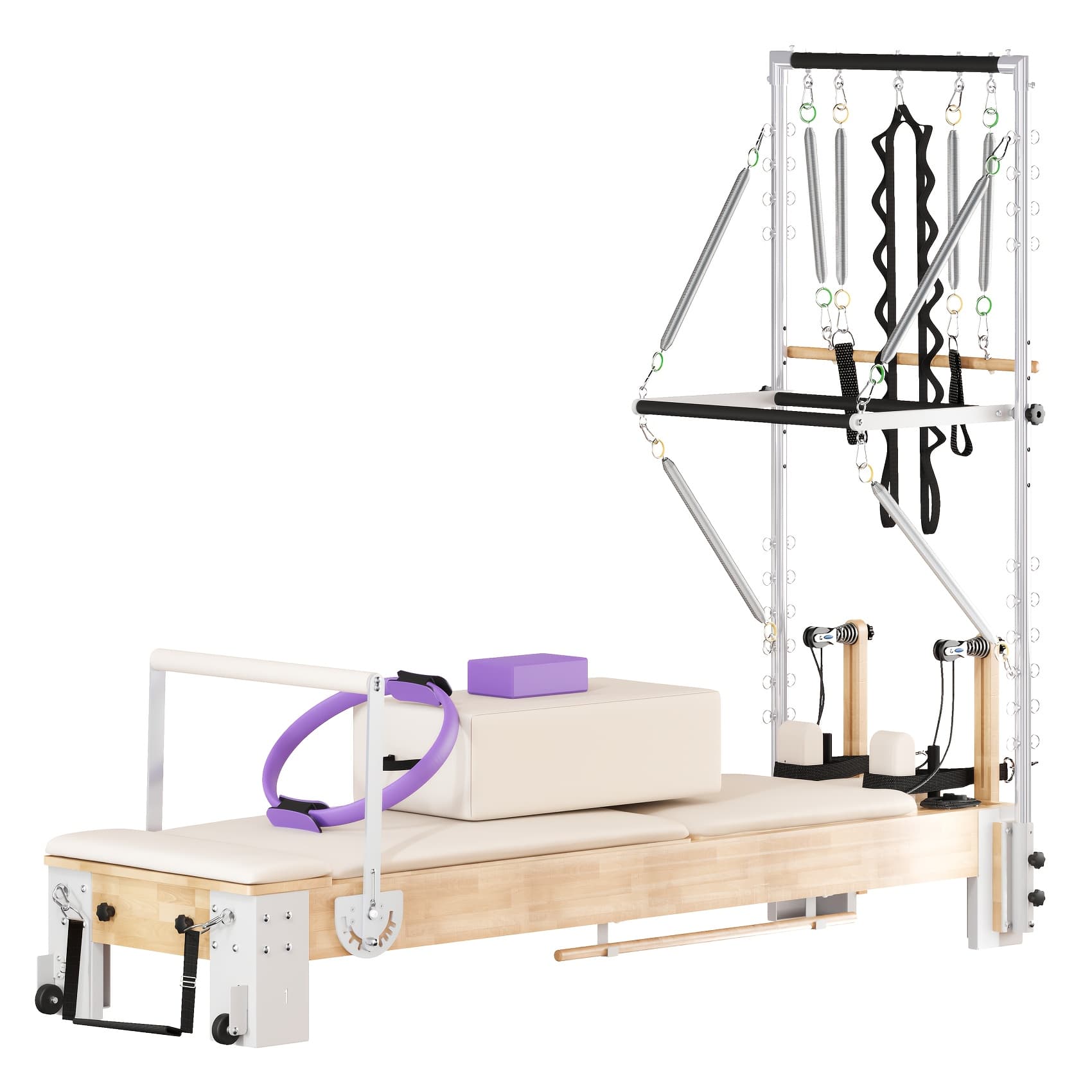 Wooden Pilates Reformer Machine with Sitting Box