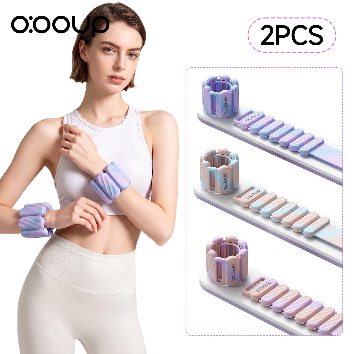 2pcs Silicone Adjustable Wearable 4.4Lb Pilates Wrist Ankle Weight