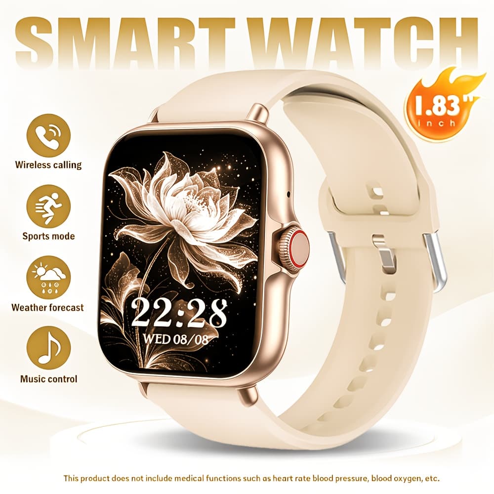 1.83 Smart Watch Compatible iPhone Android SMS Alerts