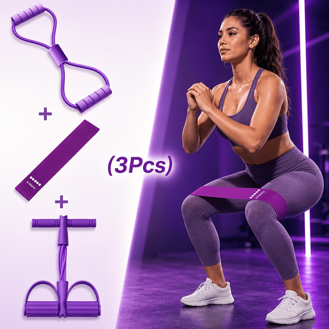 Resistance Band Set with Figure 8 Band for Full Body Arm Back Leg Training