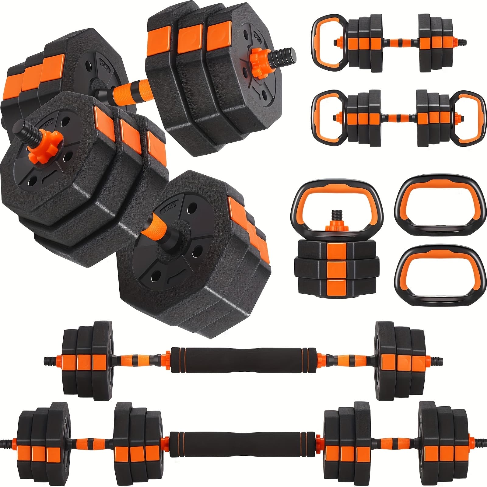 70Lbs Adjustable Dumbbell & Barbell Set 4-in-1 with Connecting Rod