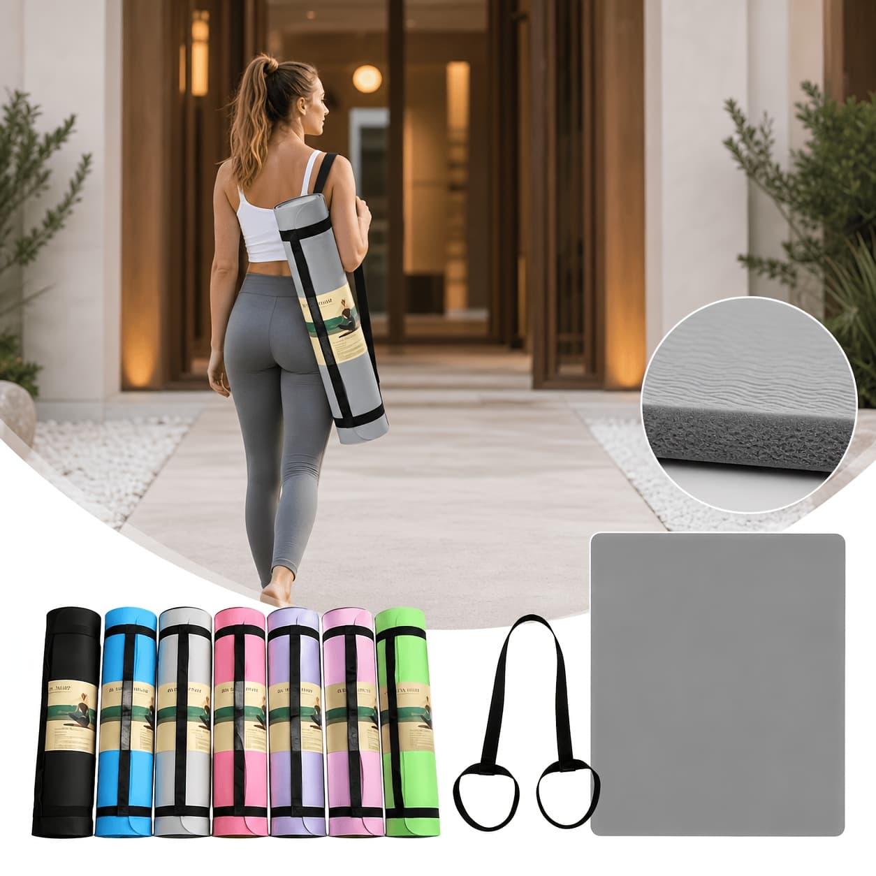 TPE Anti-Sweat Exercise Fitness Mat Non Slip