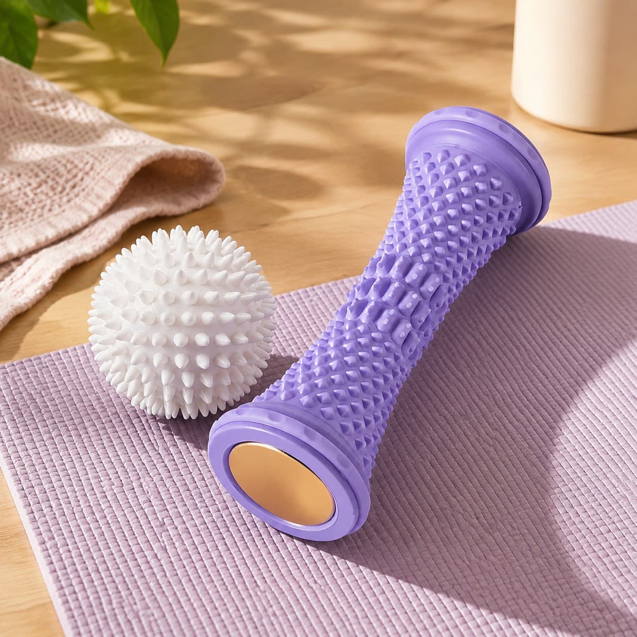2pcs Plantar Fascia Set with Foot Roller and Fascia Ball