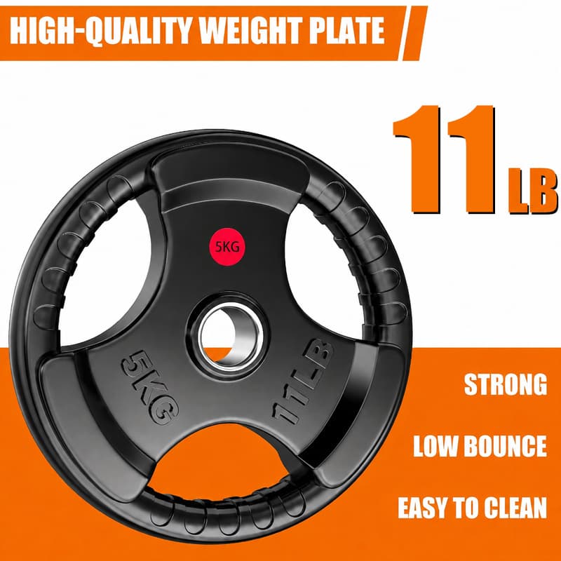 Bumper Plates, Rubber-Coated Grip Plates, 2-Inch, 10LB-45LB