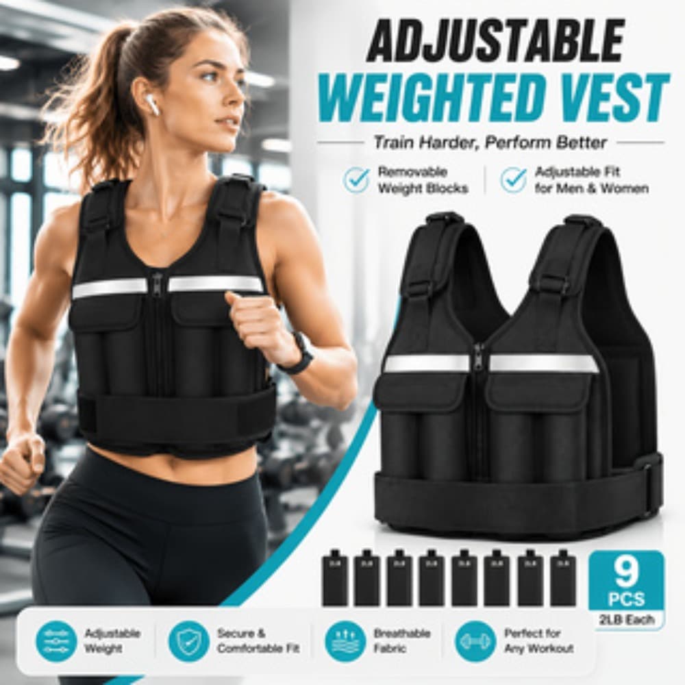 Adjustable Weighted Vest with Removable Weight Blocks