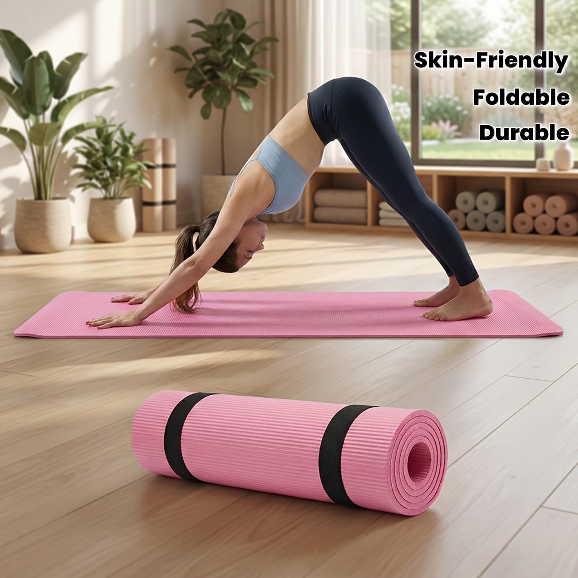 Non-Slip PVC Yoga Mat 3mm for Pilates, Stretching & Meditation