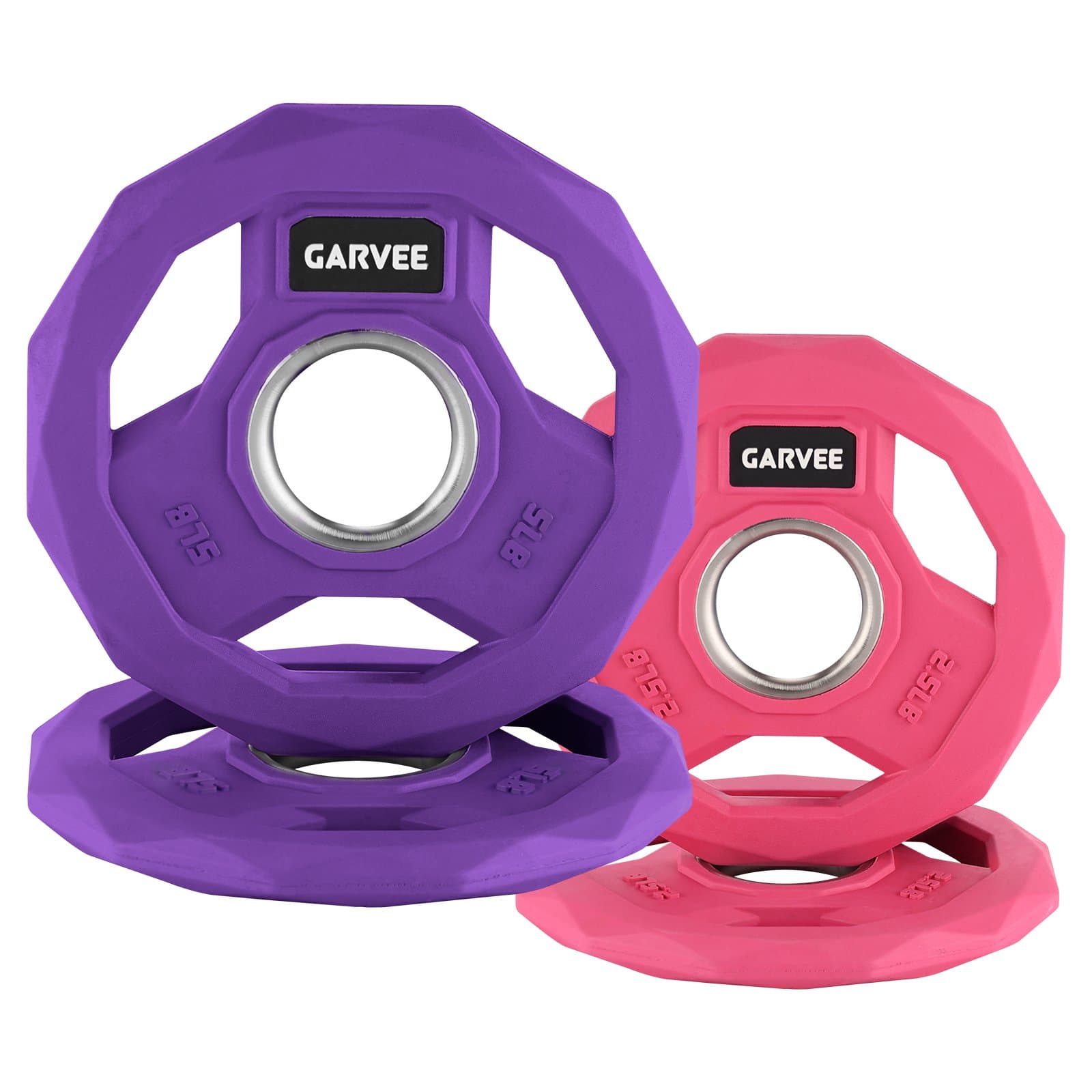 2-Inch Rubber Coated Cast Iron Weight Plates Set, 2.5-45 LBS