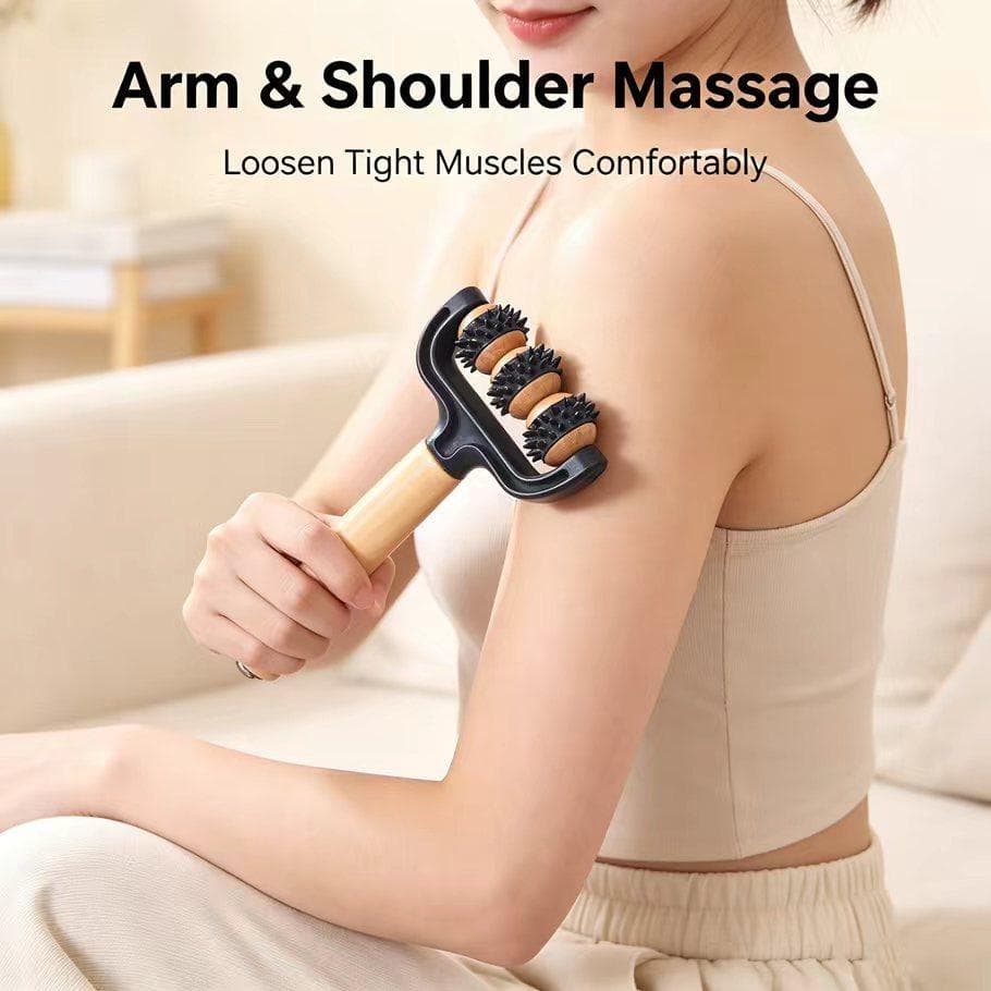 Manual Wooden Roller Massager for Feet Arms Back